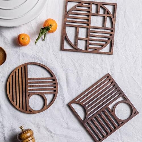 Walnut Cup Holder Coffee Drink Pot Support Pad Placemat Heat Proof Coaster Round Square Mat Wooden Table Decoration Accessories