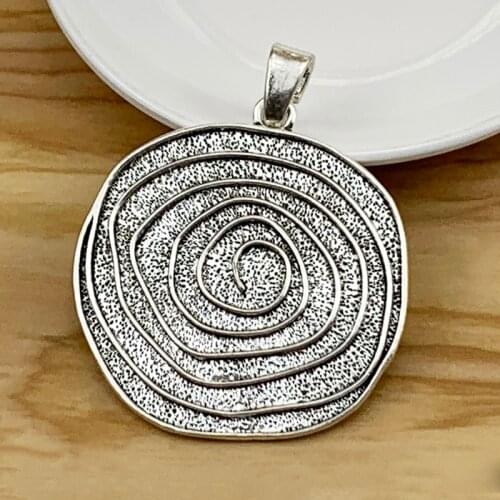 2 Pieces Large Vortex Swirl Spiral Irregular Round Silver Color Charms Pendants for Necklace Jewelry Making Accessories 73x57mm