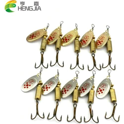 HENGJIA 10pcs Spinner Baits 7.3g 6.7cm Fishing Lures Spoon Paillette isca Spinner Lure pesca Bass Lure Metal Sequin Bait