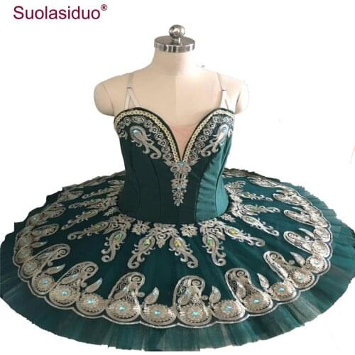 Raymonda Professional Ballet Tutus Dark Green Princess Florina Classical Pancake Tutu Costumes Adult Professional Ballet Tutu