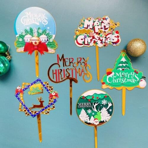 Merry Christmas Serial Happy Birthday Cake Topper Decoration Card Acrylic Party Birthday Cake Topper Decoration New Arrival 2021