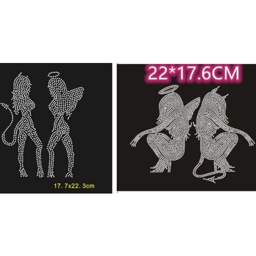 Angel sticker rhinestones patch designs iron on transfer hot fix rhinestone transfer motifs iron on applique patches shirt