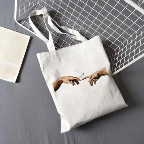 New Harajuku Shoulder Canvas Bag Ladies Bag Summer Novelty Funny Print Street Handbag Fashion Casual Messenger Bag Shopper Bag