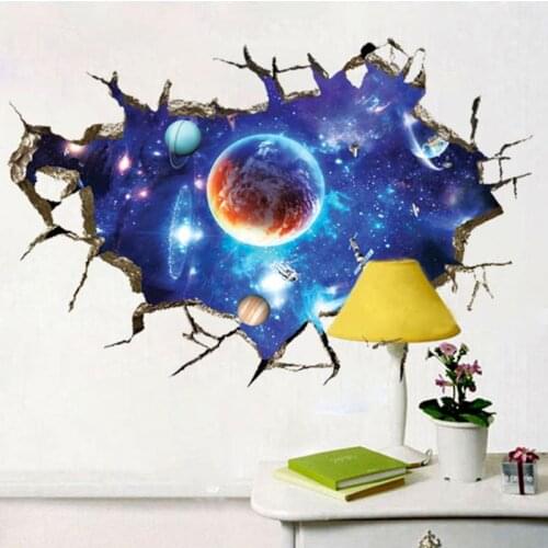 3D Out Space Planet Boys Bedroom Art Vinyl Wall Stickers Room Decor