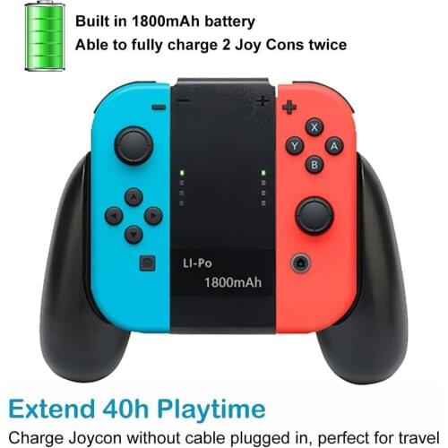 Joy Con Charging Grip with 1800mAh Battery 2-in-1 Comfort Grip for Nintendo Switch Joy-Con Controller Joycon Charger with cable