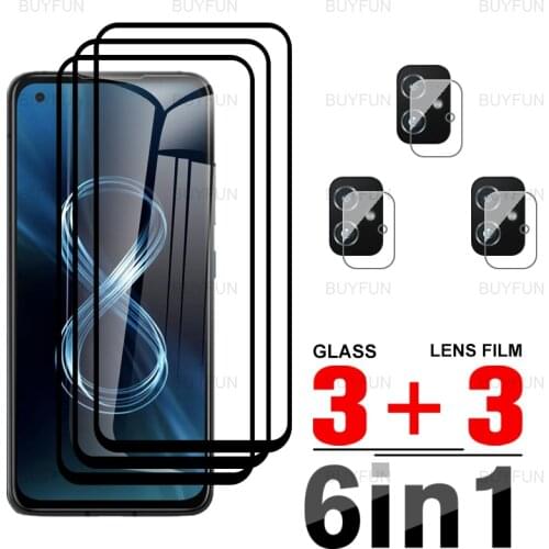 Screen Protector For Asus Zenfone 8 6in1 Black edge tempered glass on for zen fone zenfone8 zen fone8 filp Lens Safety Film
