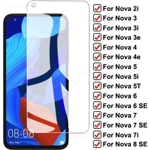 100D Full Protective Glass For Huawei Nova 5T 5 5i 4 4e 2i 3i 3 3e Tempered Screen Protector Nova 6 7 8 SE 7i Safety Clear Glass
