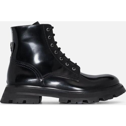 GUIDIBASIC Martin Boots Women 2021 Winter Round Toe Thick Heel Platform Boots Genuine Cow Leather Lace-up Ankle Boots Women