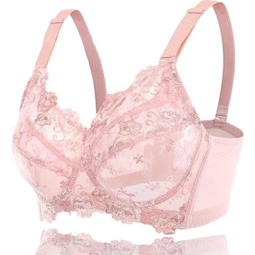 BAICLOTHING Womens Comfortable Full Coverage Underwire Non-padded Unlined Lace Floral Embroidery Bra Lingerie 36~48 B C D E F G