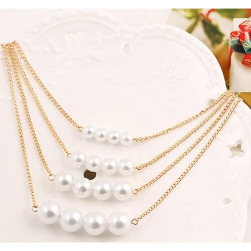 10 piece/lot Women Simulated Pearls Necklaces Multilayer Gold Chain Big Beaded Pendants Statement Charm Jewelry Choker