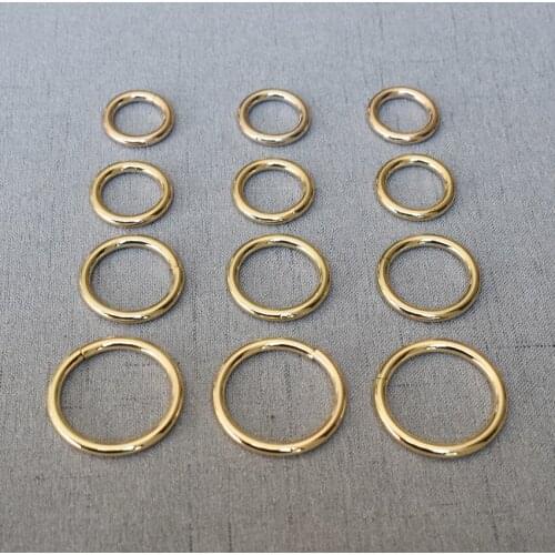 50 Pcs/Pack 15mm 20mm 25mm 32mm Metal Plated Non-Welded Gold O Rings Adjustable Ring Clip Buckles Hooks For Handbag Back