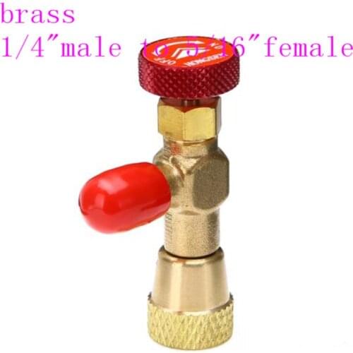Air conditioning Refrigerant Valve Adapter 1/4" Male to 5/16" Female Hose Flow Control Valves