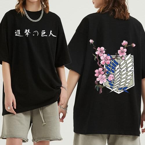 Summer New Japanese Anime Attack on Titan T-shirt Mens Oversized Short Sleeve Loose Streetwear Casual Harajuku Unisex Clothing