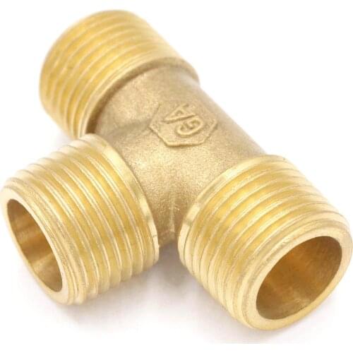 Tee 3 Way Brass Pipe fitting Connector 1/2" BSP Equal male Thread for water fuel gas