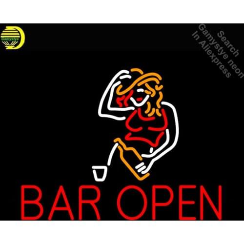 NEON SIGN For Bar Open With Girl neon Light Sign Club Advertise Window Hotel vintage Neon sign for sale neon light Art Lamps