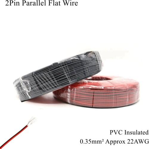 26AWG 2Pin Electric Wire White Black Cable Tinned Copper Wires PVC Insulated Electrical Extension Core Lighting LED Strip Light