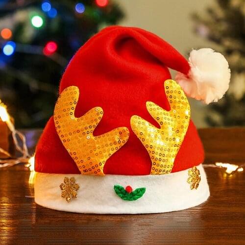 Christmas Ornaments Decoration Christmas Hats Cute Cartoon Santa Hats Children Kids Adults Cap For Christmas Party Props