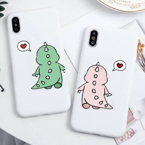 Cartoon Dinosaur Phone Case for iPhone 12 mini 11 Pro Max X XR XS 8 7 6s Plus Candy white Silicone Cases