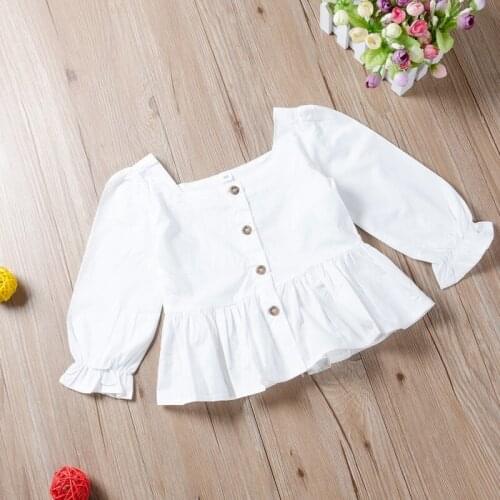 Baby Girls Tops Cute White Blouse For Girl Kid T-Shirt Autumn Long Sleeve Tops Clothes Turn-down Collar White Blouse