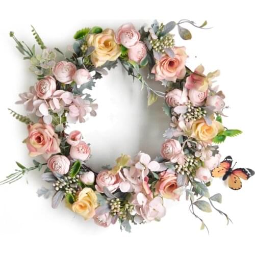 Artificial Flower Wreath Fake Wreaths Garland Home Party Supply 36cm Birthday Wall Decor Plastic Floral Rose Holiday Props