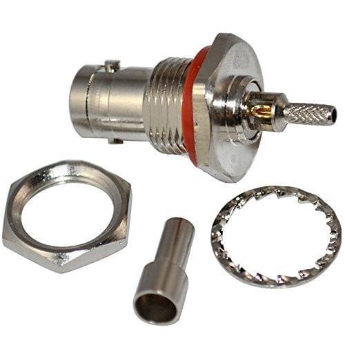10PCS waterproof 50Ohm adapter BNC female socket nut spacer RF connector crimping RG174 RG316 LMR100 cable
