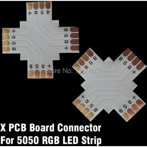 20pcs/lot X Shape 10mm 4 Pin 5050 RGB LED Strip Corner Connector, PCB Board Splitter Connector For Direction Changing Use