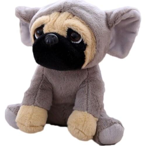 20cm Shar Pei Dog Doll Toy Cute Doll Wearing Cap Dog Simulation Pug Doll Plush Toy Real Life Dog Toy