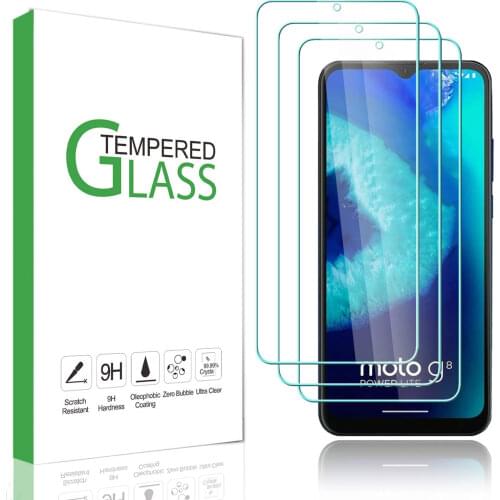 3 Pack) for Motorola Moto G8 Power Lite Screen Protector Tempered Glass, Anti Scratch, Bubble Free for Moto G6 G7 G8 G9 Plus