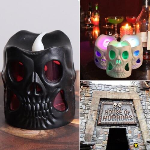 3D Skeleton Skull Candle Lights Halloween Decor Supplies Party Bar Props Candles Holders Home Decor Home Garden Decoration Re