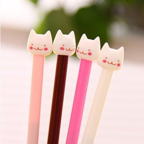 4 PCS/lot Cute Smiling Face Cat Gel Pens Kawaii Stationery Pen Caneta Novelty Favor Gift Zakka Office Supplies School Material