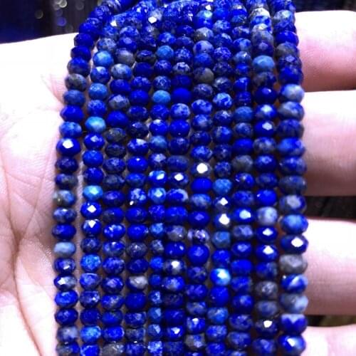 5 strings Lot Natural Blue Lapis Lazuli Facted Beads,Faceted Semi Gem Roundel Tiny Spacer Gem Beads,Size approx 3x4mm 15.5"/str