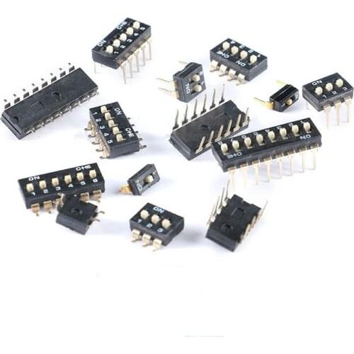 50PCS/1LOT Black 2.54MM SMD/DIP Code Digital Slide Toggle Switches 2P 3 4 5 6 8PIN