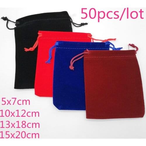50pcs Jewellery Bag Pouch Velvet Pouch Jewelry Packaging Bags Velvet Bag Drawstring Jewelry Packaging For Jewelry Pouch 13x18cm