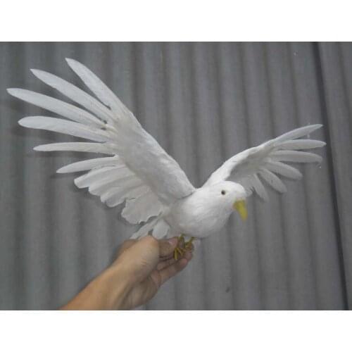 About 28x48cm white feathers spreaing wings dove bird,Handmade model,polyethylene& feathers bird ,home decoration toy gift w3934