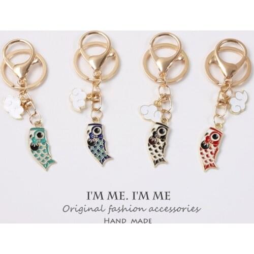 2021 Japan Anime Maneki Neko Lucky Cat Fortune Koinobori Keychain Key Chain Car For Women Bag Pendent D680