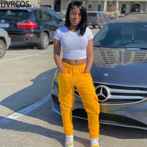 UVRCOS Zevity Cyber Y2K Pants Fall Clothes For Women Solid Pockets Combinaisons High Waist Stretchy Streetstyle Cotton Trousers