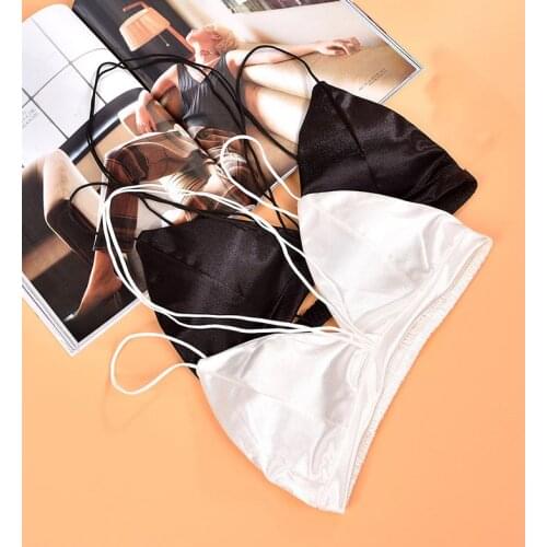 Sexy Black White Lace Bra Women Wireless Bra Push Up Crop Top Sleep Wear Strappy Bralette Plus Size Women Underwear Ladies Tops