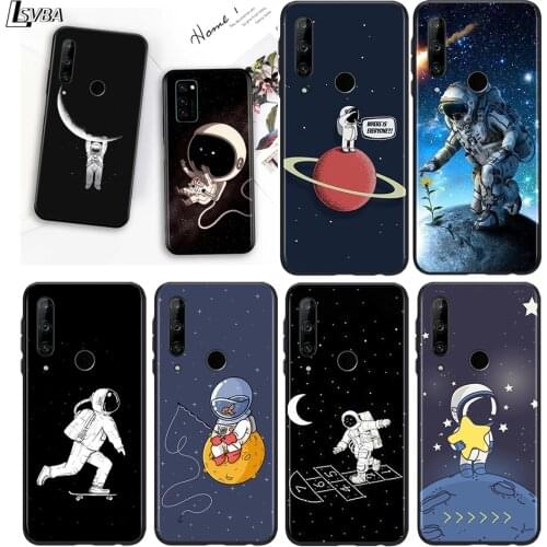 Astronaut on space for Honor 30S 30i 30 View V 20 Pro 5G 20S 20E 10X 10 10i 9N 9C 9S 9X Lite Black Phone Case