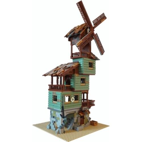 Kids Toys MOC City Street Scene Old Mill by the Sea Building Blocks Modular Construction Block Model for Children Gift