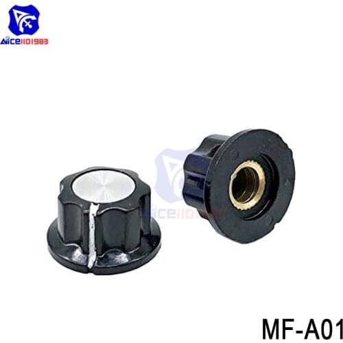 Diymore 5PCS/Lot MF-A01 Black Metal 6mm Knurled Shaft Insert Dia. Potentiometer Control Knobs Switch Cap 20mm Dia. x 12mm Height