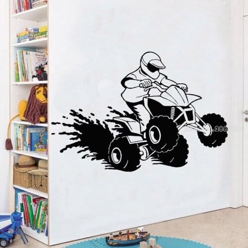 Racing Rider Wall Decals ATV Quad Bike Extreme Sport Vinyl Wall Stickers Boys Kid Room Art Decor Extreme Sport Wallpaper LL455