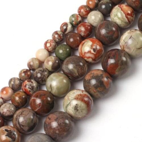 Gem-inside Natural Round Smooth Flower Kambaba Agates Beads For Jewelry Making 6-16mm 15inches DIY Jewellery