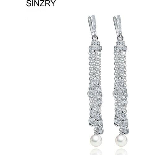 Hotsale Brand new AAA Grade Cubic Zircon Micro setting CZ tassel long bridal wedding dangle earrings for women