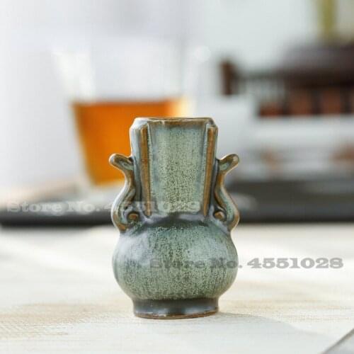 Mini Ceramic Small Vase Creative Home Decoration Flower Arrangement Bronze Glaze Retro Water Flower