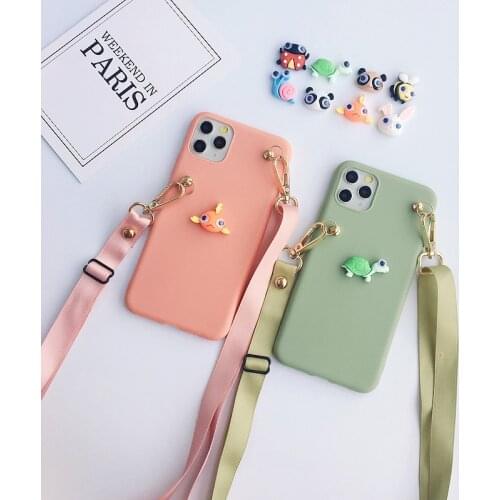 Cute Cartoon Lanyard Case For Xiaomi Note 9s 8 8t 8a 7a K30 GO S2 Soft TPU Strap Cover Mi Max Mix 2 2s 3 A3 CC9 Pro Lite Play F1
