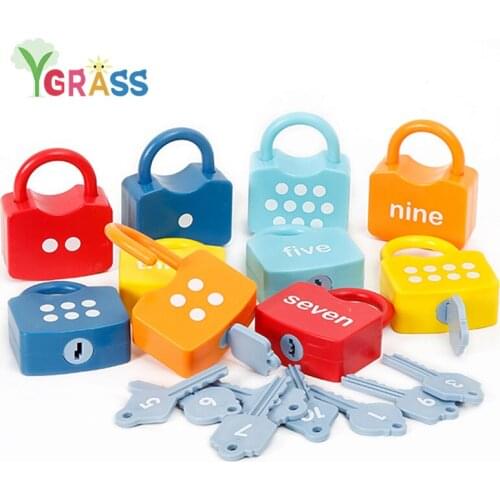 Montessori Locks Set Matching Numbers Locking Color Shape Preschool Toy Learning Early Educational Toys for Children Kids Gift