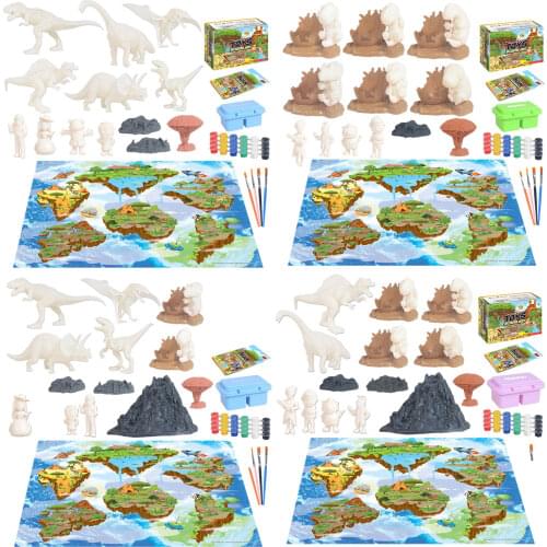 Hot Sale Animal Painting Kit With Play Mat Animal Dinosaur Washable DIY Crafts Drawing Supplies Arts Toys For Children Gifts