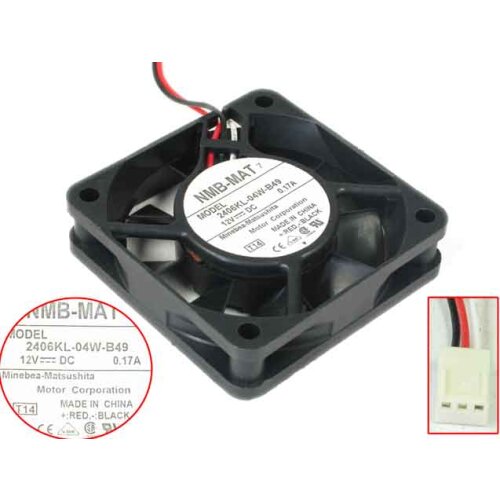 NMB-MAT 2406KL-04W-B49 T14 DC 12V 0.17A 60x60x15mm Server Cooling Fan