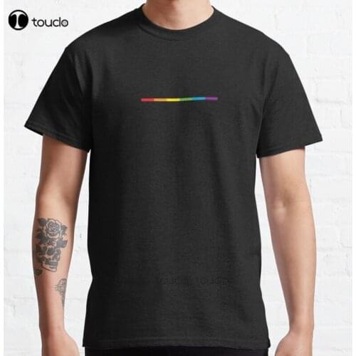 New Lgbt Thin Subtle Modern Rainbow Flag On Black Gay Lesbian Bisexual Pride Classic T-Shirt Cotton Men Tee Shirt