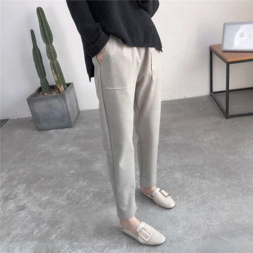Autumn New 2020 Women Elastic Woolen Pant Female Plus Size Casual Trousers Harem Pants Winter Wool Ankle-Length Pants 920G